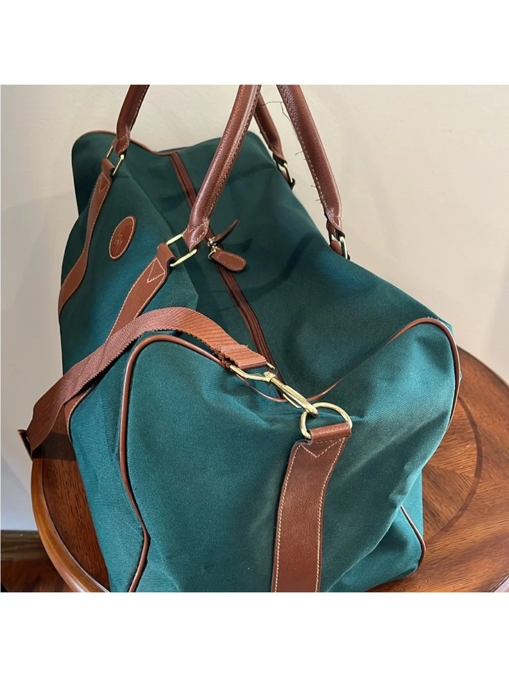VTG Ralph Lauren Polo Green Duffle Weekender Travel Bag w/Shoulder Strap Pockets